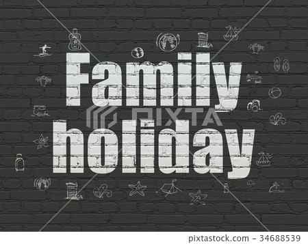 Tourism concept: Family Holiday on wall background 34688539