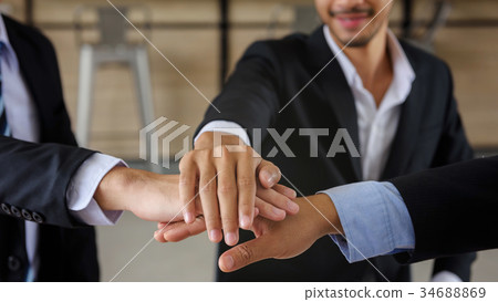 businessman team join and shake hands 34688869