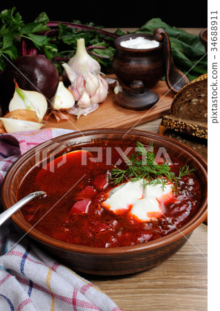 Borsch - soup with beet Borsch - soup with beet 34688911