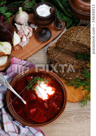 Borsch - soup with beet Borsch - soup with beet 34688913