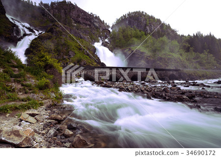 famous waterfall Lotefossen famous waterfall Lotefossen 34690172