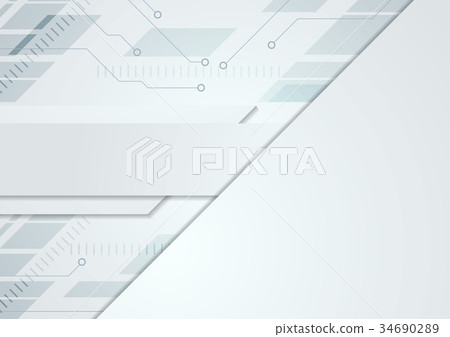 Grey blue abstract paper technology background 34690289
