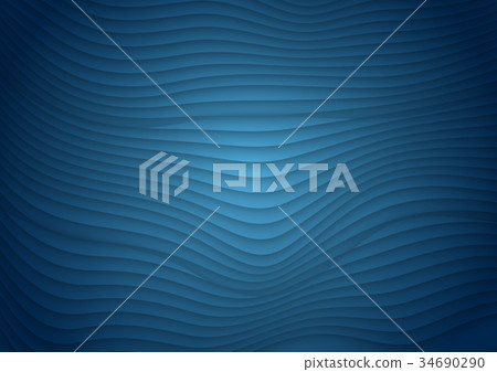 Dark blue abstract wavy lines pattern 34690290