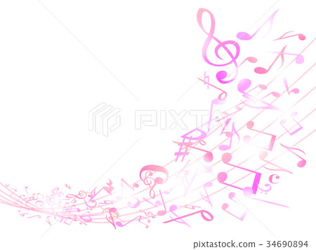 Musical note music background illustration pink - Stock Illustration ...