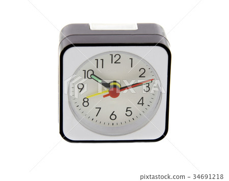 Modern alarm clock isolated over white. Time is 10.12 a.m. Modern alarm clock isolated over white. Time is 10.12 a.m. 34691218
