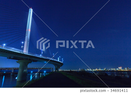 Light-up Katsushika Herb Bridge Night view Light-up Katsushika Herb Bridge Night view 34691411