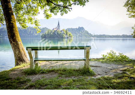 Panorama of Bled Lake in Slovenia 34692411
