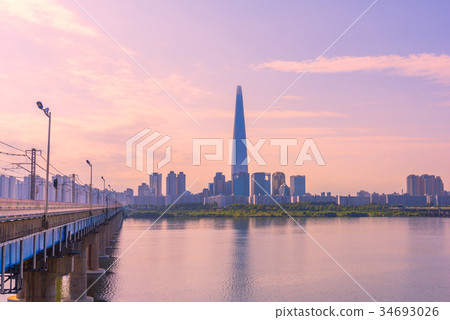 fireworks and Gwangan Bridge in Busan City  34693026
