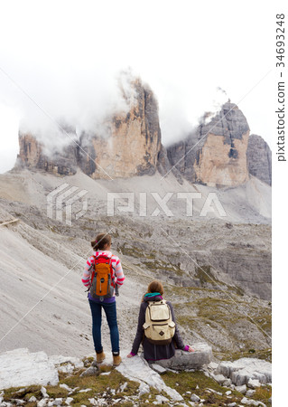 tourist girl at the Dolomites 34693248