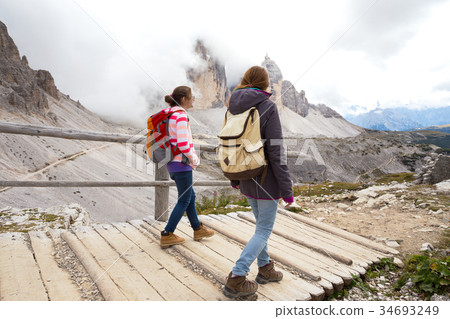 tourist girl at the Dolomites 34693249