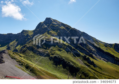 Beautiful green mountain landscape with bright 34694073