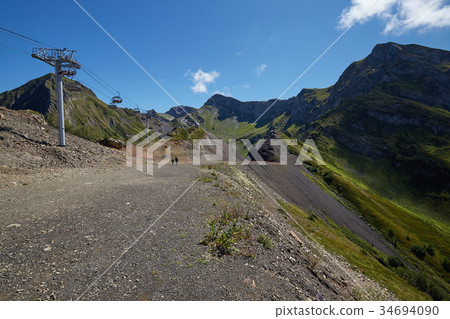 Beautiful green mountain landscape with bright Beautiful green mountain landscape with bright 34694090
