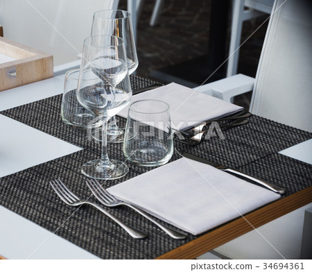 Close up on empty glass in the restaurant Close up on empty glass in the restaurant 34694361
