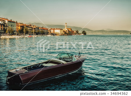 Close up on the boat in the Garda Lake, Salo Italy Close up on the boat in the Garda Lake, Salo Italy 34694362