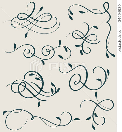 calligraphy flourish clipart with grapes