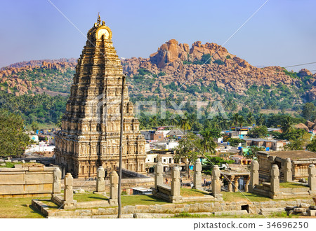 Panorama of Hampi, view of the Virupaksha temple 34696250