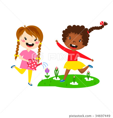 Kids play enjoy spring arrival warm summer little 34697449