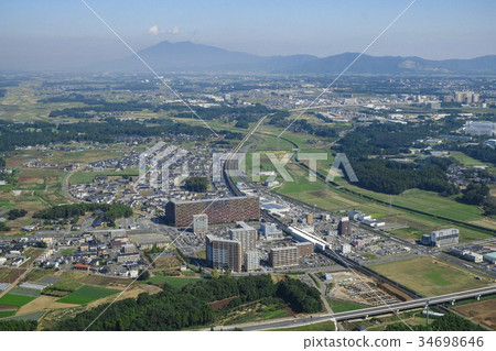 Aerial view Ibaraki Prefecture Tsukuba and Tsukuba Railway along 34698646