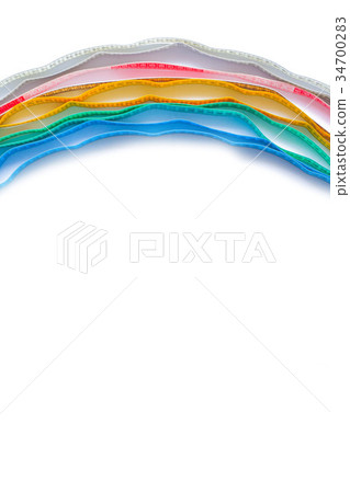 Set of measuring tapes isolated on white backgroun Set of measuring tapes isolated on white backgroun 34700283