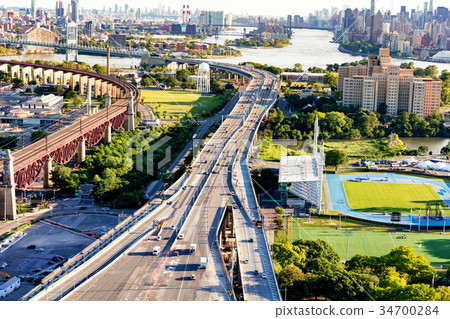 Aerial view of the Triborough and Hell Gate 34700284