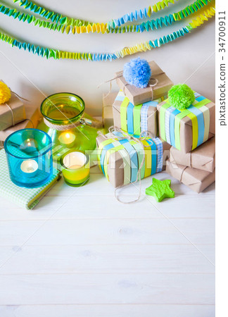 Christmas gifts, candles, candle holders. 34700911