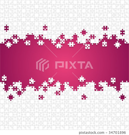 Some White Puzzles Pieces Pink - Vector Jigsaw 34701896