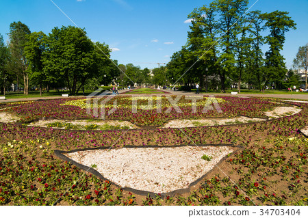 large flower bed on Bolotnaya Square in Moscow large flower bed on Bolotnaya Square in Moscow 34703404