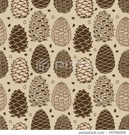 Cedar cones, seamless pattern for your design 34706008