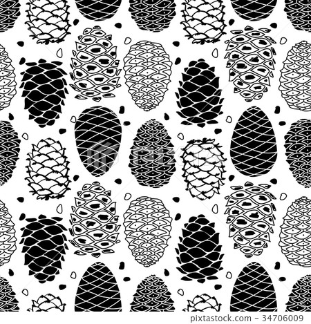 Cedar cones, seamless pattern for your design 34706009