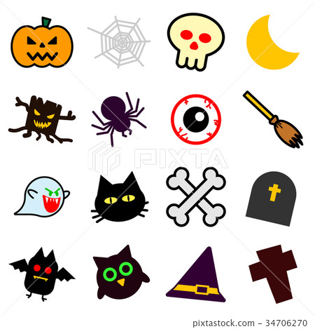 Collection set of Colorful Halloween icons Collection set of Colorful Halloween icons 34706270