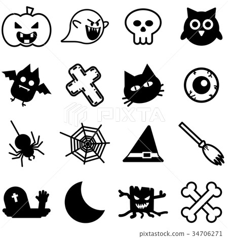Collection set of isolated Halloween icons Collection set of isolated Halloween icons 34706271