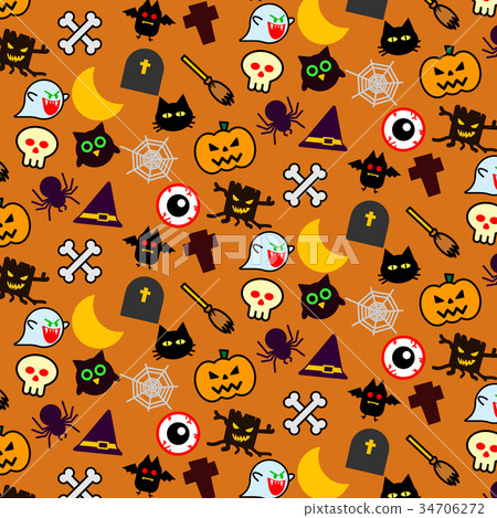 Colorful Halloween icons seamless pattern Colorful Halloween icons seamless pattern 34706272