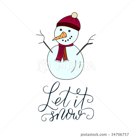 Vector Christmas card with hand lettering. 34706757