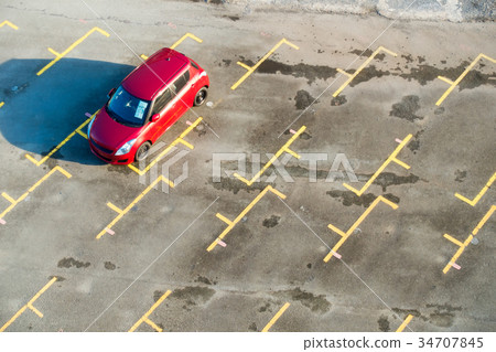 Car parking and empty parking lots, Top view 34707845