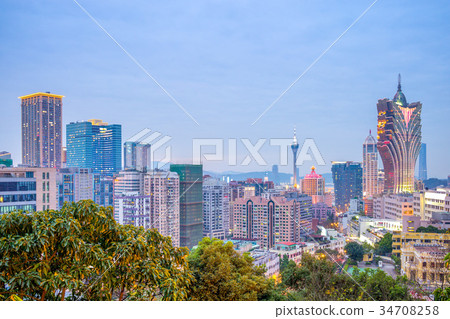 skyline of macau at night 34708258