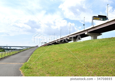 Arakawa Riverbed Capital高中環線朝Ogi Ohashi方向行駛 Arakawa Riverbed Capital高中環線朝Ogi Ohashi方向行駛 34708693