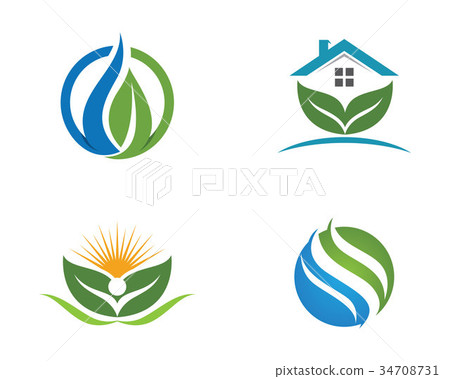 Logos of green tree leaf ecology Logos of green tree leaf ecology 34708731