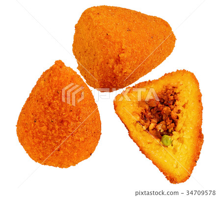 fried italian arancini isolated on white fried italian arancini isolated on white 34709578