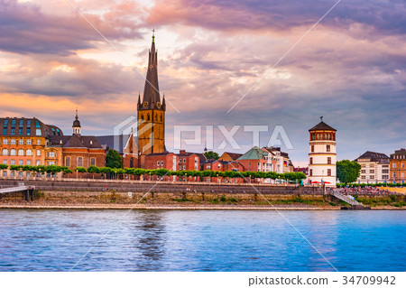 View at the city skyline central Dusseldorf from 34709942