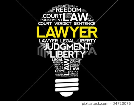 Lawyer bulb word cloud collage 34710076