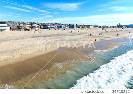 在Hermosa海灘的早晨,加利福尼亞 在Hermosa海灘的早晨,加利福尼亞 34710253