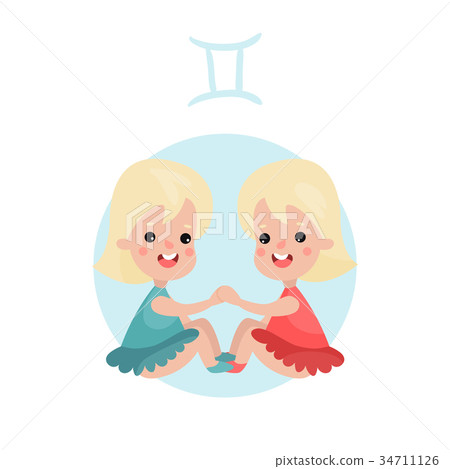 Cute little girl as Gemini astrological sign 34711126
