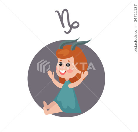 Cute little girl as Capricorn astrological sign 34711127
