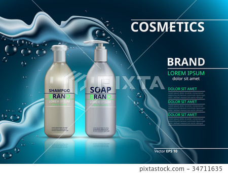 Shampoo and soap realistic bottles 34711635