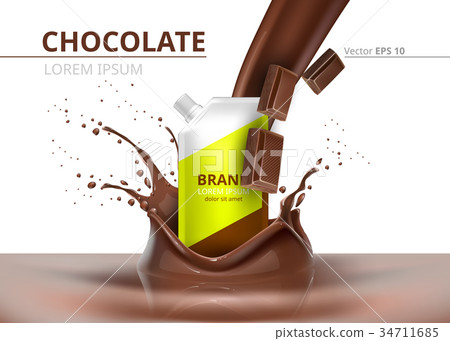 Chocolate package mock up Vector realistic on splash background Chocolate package mock up Vector realistic on splash background 34711685