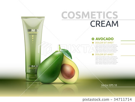 Cream cosmetic realistic mock up package avocado essence. 34711714
