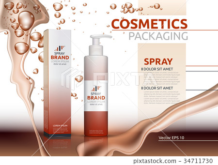 Spray natural products realistic bottles. Mockup 3D illustration. 34711730