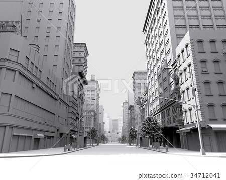 Urban monochrome CG - Stock Illustration [34712041] - PIXTA