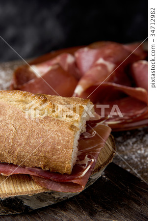 spanish bocadillo de jamon, serrano ham sandwich spanish bocadillo de jamon, serrano ham sandwich 34712982