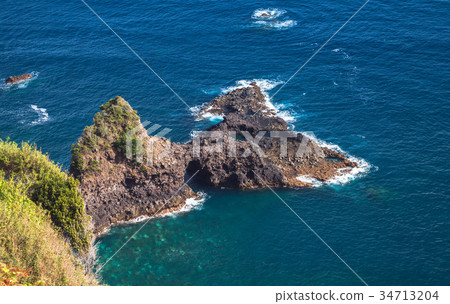 Seaside landscape of Portugal. Coastal rocks 34713204